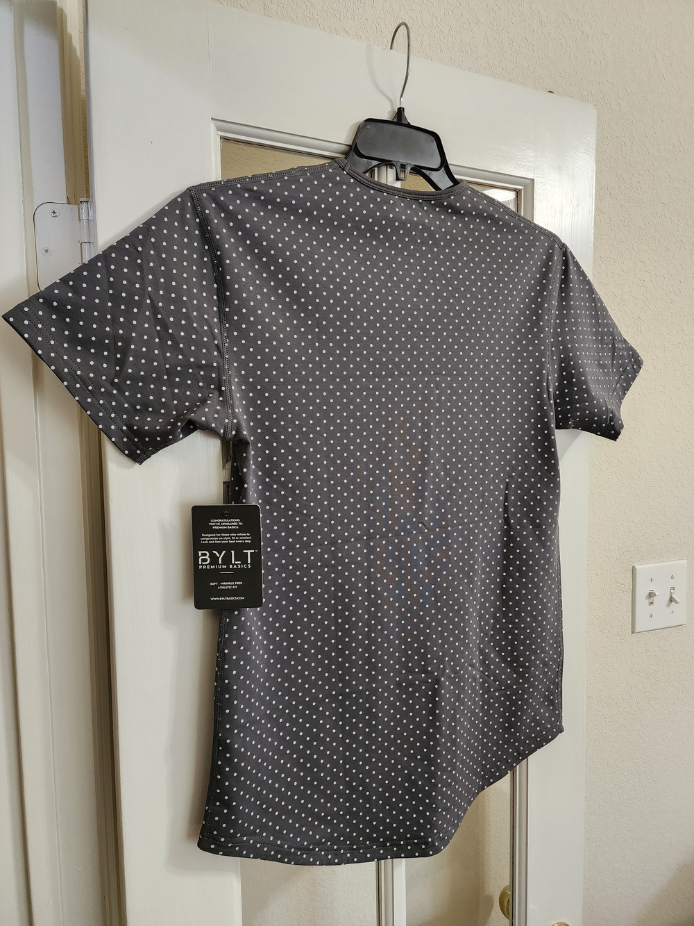 Nwt Bylt Drop Cut S/S Lux Polka Dot Tee Women's Small Gray — image 4 of 8